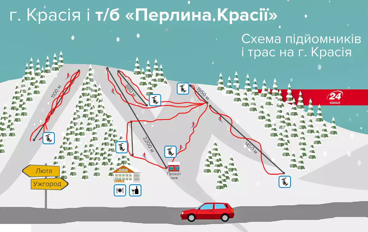 Карта гірськолижного курорту «Красія»