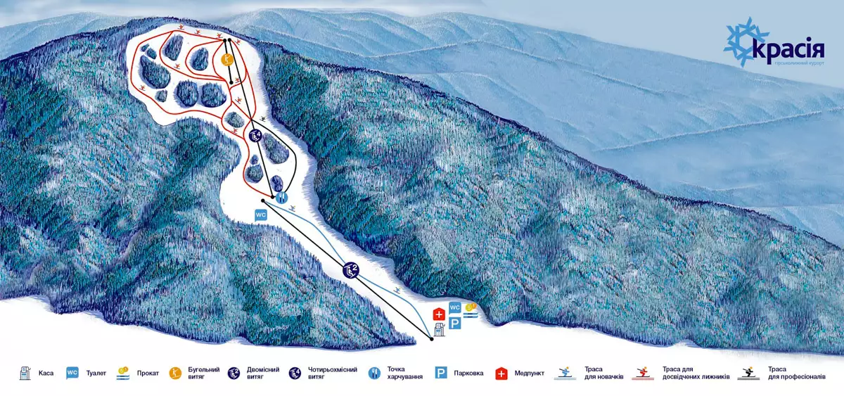 Карта гірськолижного курорту «Красія»