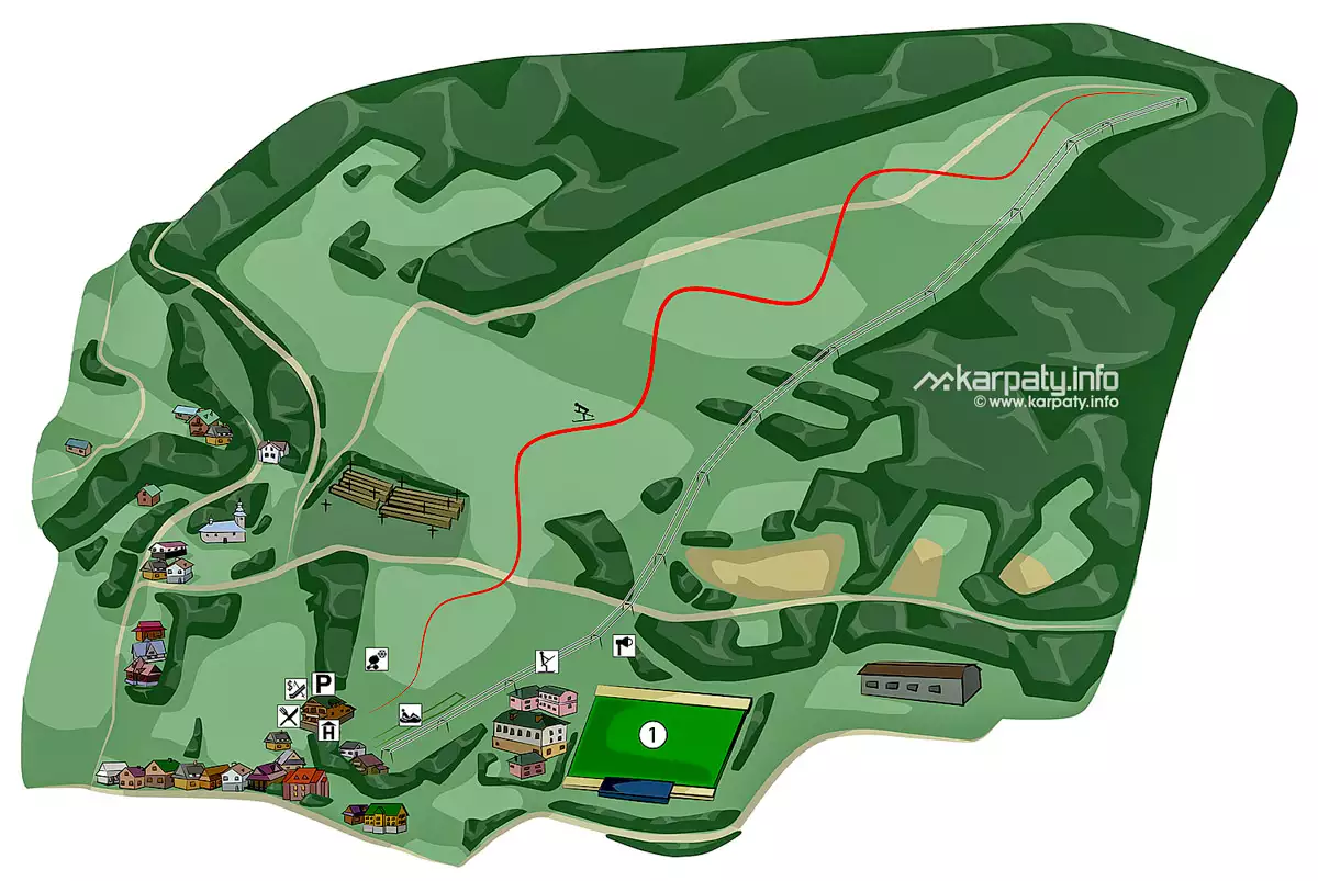 Карта спусків у с. Поляна