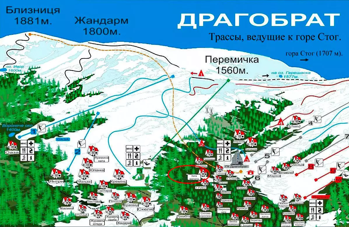 Карта гірськолижного курорту Драгобрат