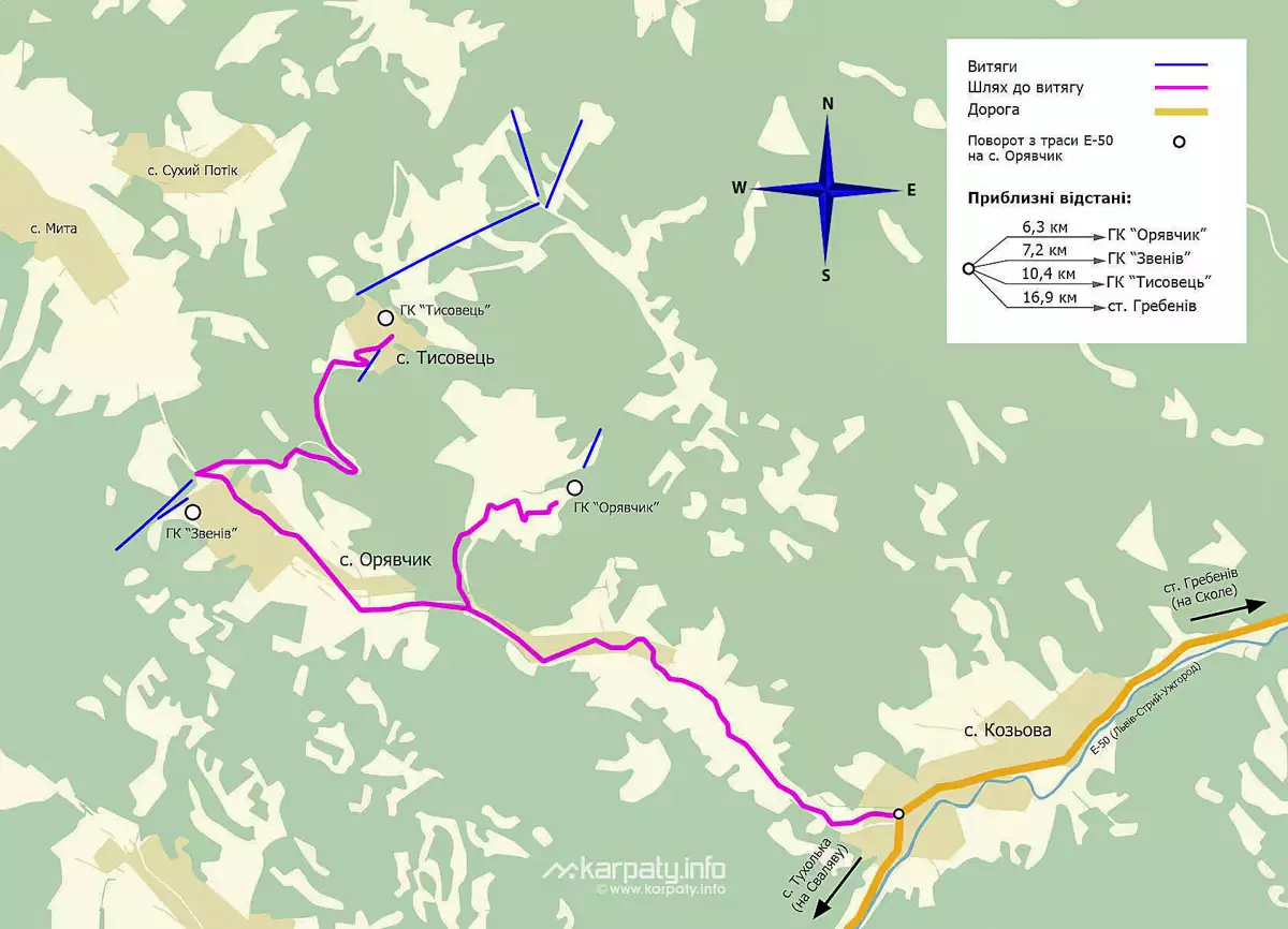 Карта спусків Звенів